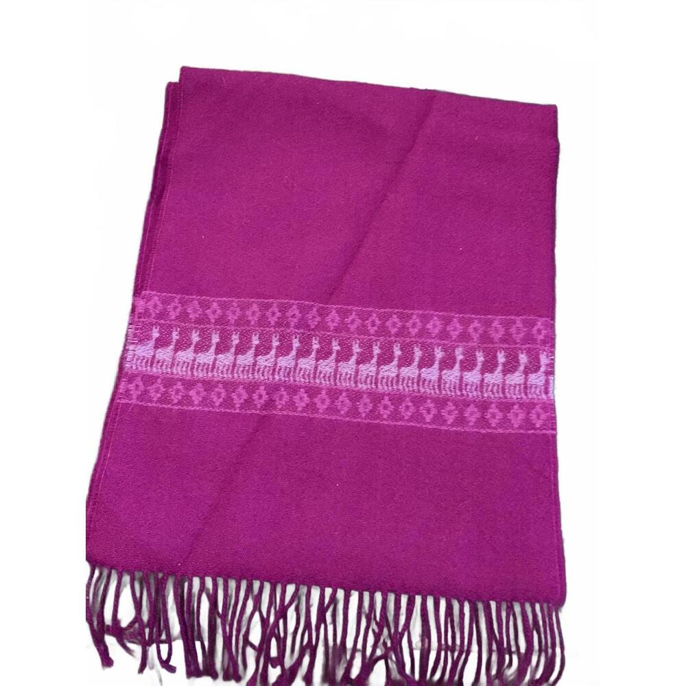 Cozy Magenta 100% baby Alpaca Scarf with Baby Alpaca  Pattern (Peru)